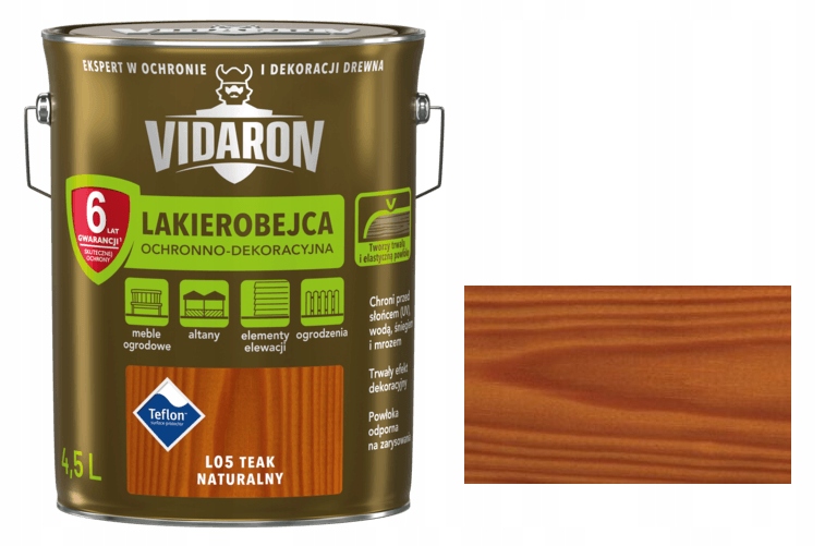 Vidaron lazúra na rozpúšťadlovej báze 4,5 l Prírodný teak L05